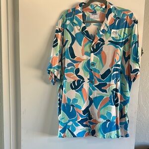 Old Navy Blue and Green Casual Button Down Shirt